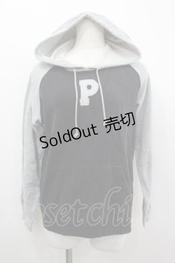 画像1: PINK HOUSE / アップリケラグランスリーブフーディ M グレー×ブラック I-26-02-18-034-LO-TO-SA-ZI