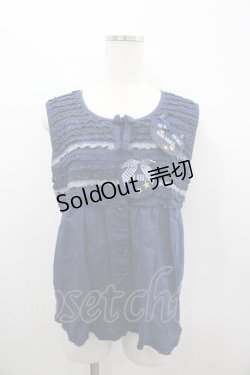 画像1: PINK HOUSE / オーナメントブローチ付きブラウス 4(L) ネイビー I-26-02-18-041-LO-BL-SA-ZI