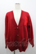 PINK HOUSE / ワッペン&肘パッチVネックニットカーディガン  レッド I-26-02-18-045-LO-TO-SA-ZI