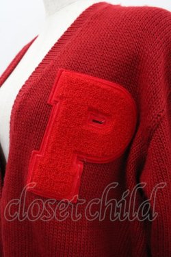 画像2: PINK HOUSE / ワッペン&肘パッチVネックニットカーディガン  レッド I-26-02-18-045-LO-TO-SA-ZI