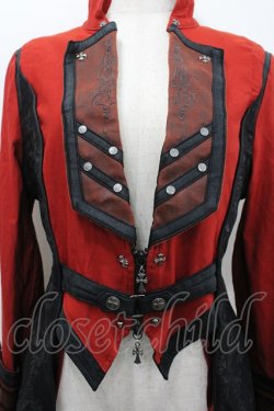 画像2: Ozz Croce / クロスZIPロングジャケット  赤Ｘ黒 I-26-02-18-048-OO-JA-SA-ZI