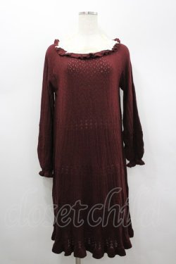 画像1: axes femme / ローズレースニットワンピース M ワイン I-26-02-18-053-AX-OP-SA-ZI