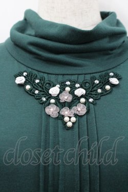 画像2: axes femme / 巻き薔薇レースハイネックカットソー M グリーン I-26-02-18-054-AX-TO-SA-ZI