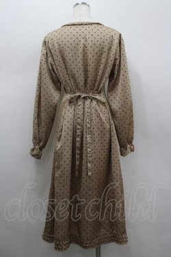 画像3: PINK HOUSE / ドットリボンサテン長袖ワンピース  ブラウンＸ黒 I-26-02-18-057-LO-OP-SA-ZI