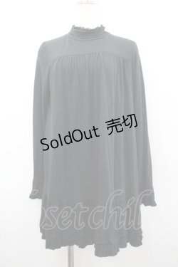 画像1: PINK HOUSE / ハイネックレース長袖カットワンピース  黒 I-26-02-18-059-LO-OP-SA-ZI