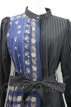 画像2: axes femme / スカーフ×ストライプワンピース M ネイビー I-26-02-18-061-AX-OP-SA-ZI