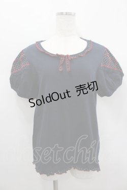 画像1: PINK HOUSE / 水玉×刺繍切替パフ袖カットソー 4(L) ネイビー I-26-02-18-007-LO-TO-SA-ZI