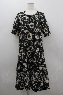 画像1: PINK HOUSE / マーガレットリースプリントミディワンピース  ブラック I-26-02-18-063-LO-OP-SA-ZI