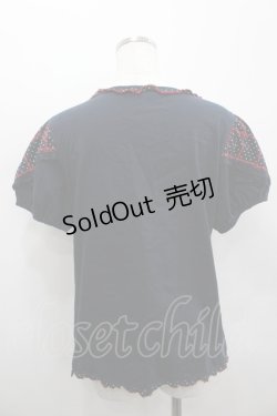 画像3: PINK HOUSE / 水玉×刺繍切替パフ袖カットソー 4(L) ネイビー I-26-02-18-007-LO-TO-SA-ZI