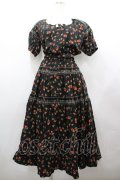 WONDERFUL WORLD / 苺pt&刺繍半袖ワンピース  ブラック I-26-02-18-071-LO-OP-SA-ZI
