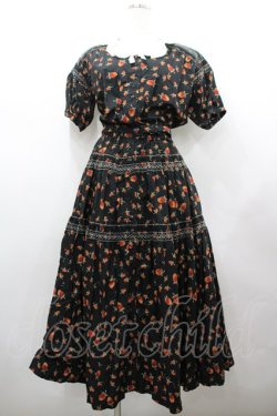 画像1: WONDERFUL WORLD / 苺pt&刺繍半袖ワンピース  ブラック I-26-02-18-071-LO-OP-SA-ZI