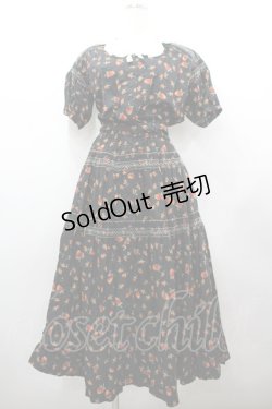 画像1: WONDERFUL WORLD / 苺pt&刺繍半袖ワンピース  ブラック I-26-02-18-071-LO-OP-SA-ZI