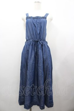 画像1: PINK HOUSE / 胸元&裾フリルエプロンドレス  インディゴ I-26-02-18-073-LO-OP-SA-ZI