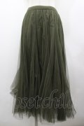 axes femme / ロングチュールスカート M カーキ I-26-02-18-076-AX-SK-SA-ZI