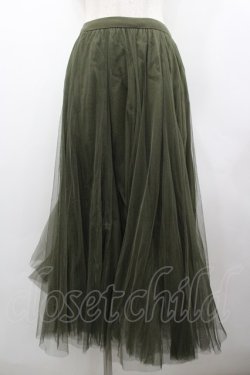 画像1: axes femme / ロングチュールスカート M カーキ I-26-02-18-076-AX-SK-SA-ZI