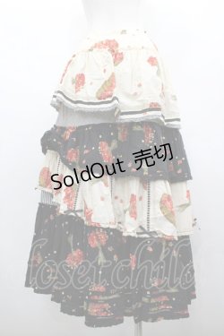 画像2: WONDERFUL WORLD / 籠苺pt色違い段々フリルスカート  ブラック×ホワイト I-26-02-18-078-LO-SK-SA-ZI
