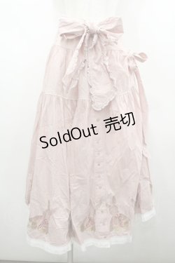 画像1: WONDERFUL WORLD / サッシュリボン付きうさぎ刺繍ギンガムチェックスカート  ピンク I-26-02-18-080-LO-SK-SA-ZI