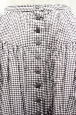 画像3: WONDERFUL WORLD / ギンガムチェック前開きスカート  グレージュ I-26-02-18-084-LO-SK-SA-ZI