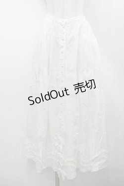 画像1: WONDERFUL WORLD / 裾5つリボン前開きスカート  ホワイト I-26-02-18-109-LO-SK-SA-ZI