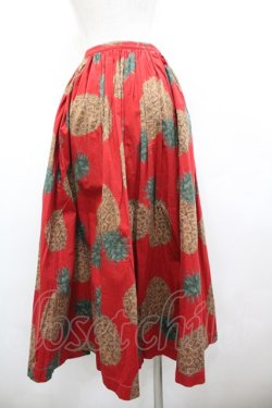 画像3: PINK HOUSE / パイナップルプリントスカート  赤Ｘブラウン I-26-02-18-111-LO-SK-SA-ZI