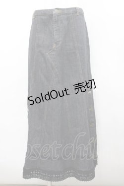 画像1: PINK HOUSE / 裾サイドボタンデニムスカート L ブラック I-26-02-18-112-LO-SK-SA-ZI