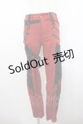Ozz Croce / クロスモチーフZIPデザインパンツ  赤Ｘ黒 I-26-02-18-116-OO-PA-SA-ZI