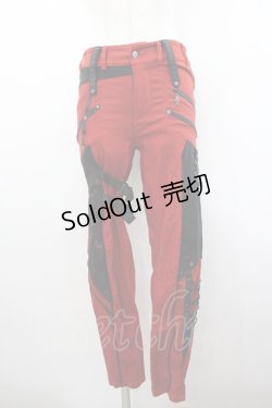 画像1: Ozz Croce / クロスモチーフZIPデザインパンツ  赤Ｘ黒 I-26-02-18-116-OO-PA-SA-ZI