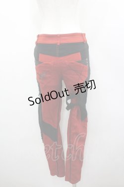 画像3: Ozz Croce / クロスモチーフZIPデザインパンツ  赤Ｘ黒 I-26-02-18-116-OO-PA-SA-ZI