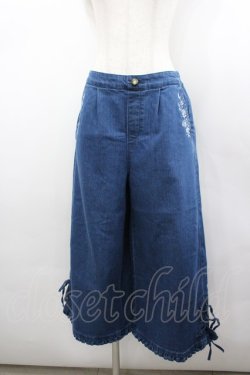 画像1: axes femme / フリルレースアップワイドパンツ M 青デニム I-26-02-18-117-AX-PA-SA-ZI
