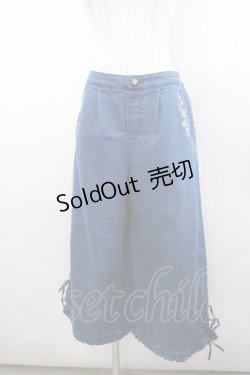 画像1: axes femme / フリルレースアップワイドパンツ M 青デニム I-26-02-18-117-AX-PA-SA-ZI