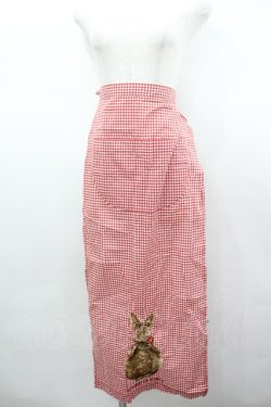 画像1: WONDERFUL WORLD / だるまうさきギンガムチェックサロンエプロン  レッド I-26-02-18-123-LO-ZA-SA-ZI