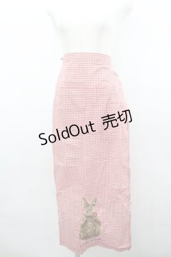 画像1: WONDERFUL WORLD / だるまうさきギンガムチェックサロンエプロン  レッド I-26-02-18-123-LO-ZA-SA-ZI