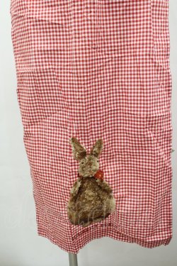 画像2: WONDERFUL WORLD / だるまうさきギンガムチェックサロンエプロン  レッド I-26-02-18-123-LO-ZA-SA-ZI