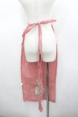 画像3: WONDERFUL WORLD / だるまうさきギンガムチェックサロンエプロン  レッド I-26-02-18-123-LO-ZA-SA-ZI