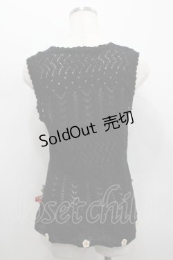 画像3: PINK HOUSE / 苺ニットモチーフ付き前開きニットベスト  ブラック I-26-02-18-013-LO-TO-SA-ZI
