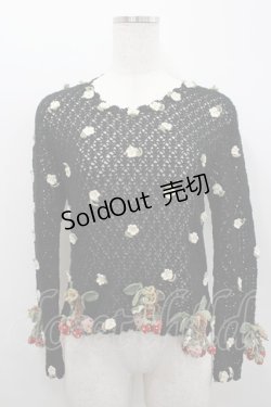 画像1: WONDERFUL WORLD / 苺ニットモチーフプルオーバー  ブラック I-26-02-18-014-LO-TO-SA-ZI