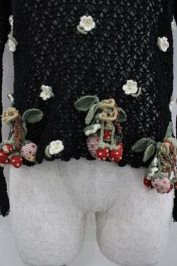 画像2: WONDERFUL WORLD / 苺ニットモチーフプルオーバー  ブラック I-26-02-18-014-LO-TO-SA-ZI