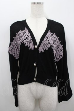 画像1: axes femme / モチーフレースショートカーデ  黒Ｘ紫 I-26-02-18-016-AX-TO-SA-ZI