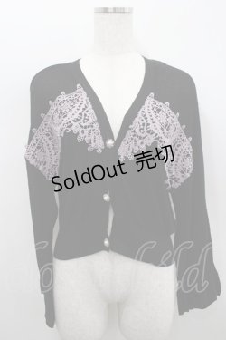 画像1: axes femme / モチーフレースショートカーデ  黒Ｘ紫 I-26-02-18-016-AX-TO-SA-ZI