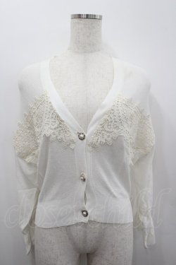 画像1: axes femme / モチーフレースショートカーデ M 白 I-26-02-18-021-AX-TO-SA-ZI