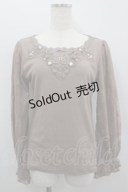 画像1: axes femme / ローズガーデン×蝶レースプルオーバー M モカ I-26-02-18-028-AX-TO-SA-ZI