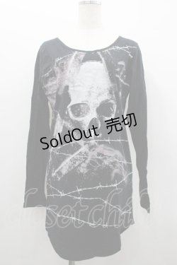 画像1: CIVARIZE / スカルプリントカットソー  黒Ｘ白 I-26-02-20-032-GO-TO-SA-ZI