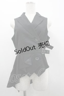 画像1: PEACE NOW / アシンメトリーサイドベルトベスト  黒 I-26-02-20-036-PU-JA-SA-ZI