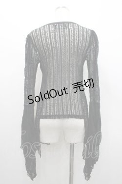 画像2: h.naoto Blood / 総レース切替ロングスリーブカーディガン  ブラック I-26-02-20-037-HN-TO-SA-ZI