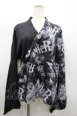 画像1: NieR Clothing / 着物袖切替カットソー  黒ｘグレー I-26-02-20-039-PU-TO-SA-ZI
