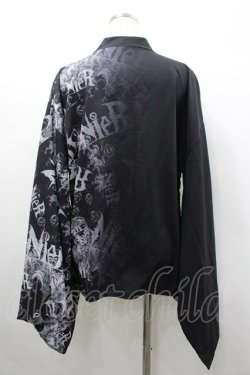 画像2: NieR Clothing / 着物袖切替カットソー  黒ｘグレー I-26-02-20-039-PU-TO-SA-ZI