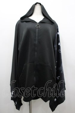 画像1: NieR Clothing / 着物袖パーカー  黒 I-26-02-20-040-PU-TO-SA-ZI
