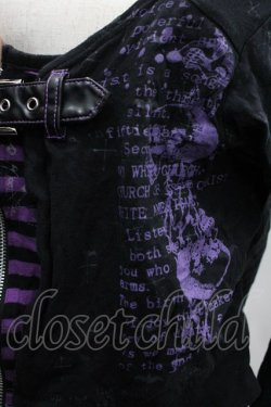 画像3: h.ANARCHY / 英字プリントカーデ重ね風カットソー  黒Ｘ紫 I-26-02-20-041-HN-TO-SA-ZI