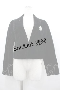 画像1: MARBLE / ブローチ付き別珍ジャケット  黒 I-26-02-20-044-GO-BL-SA-ZI