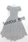 Victorian maiden / フラワーチュールパフスリーブドレス  黒 I-26-02-20-049-CL-OP-SA-ZI